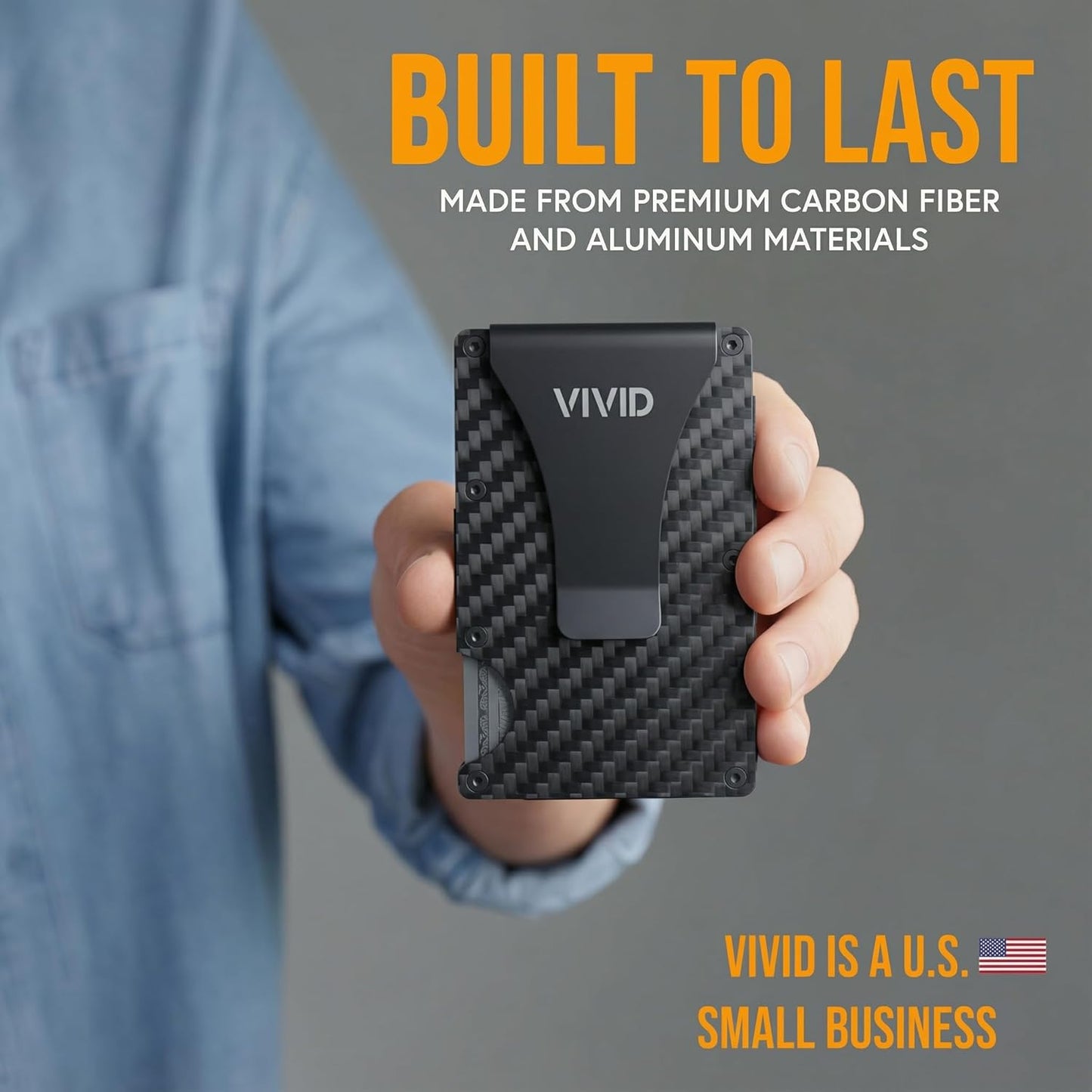 VIVID Carbon Fiber AirTag Wallet for Men - Slim, Modern, RFID Blocking, Scratch Resistant, Credit Card AirTag Holder, Easy Access Cards, Money Clip, Mens Wallet (Carbon Fiber)