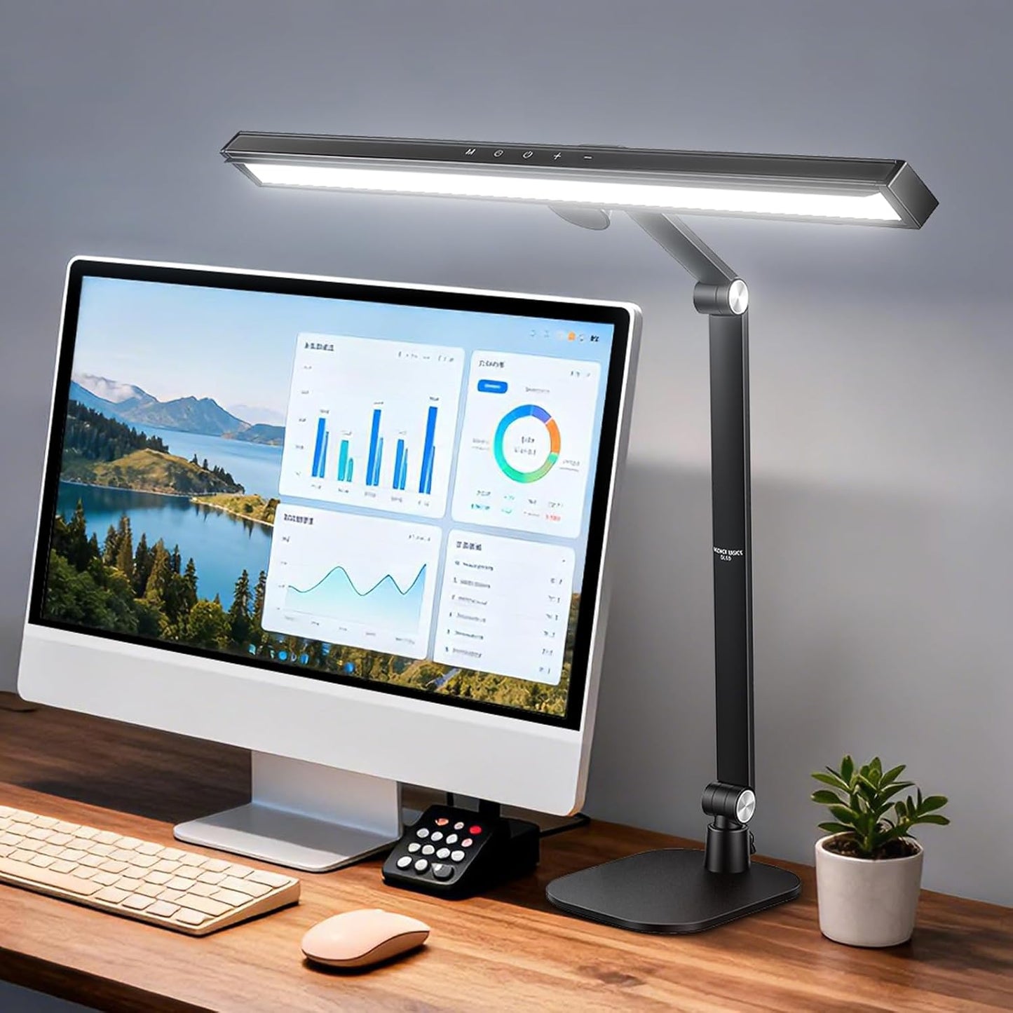 NEEWER Entry Level Version 32" LED Light with Clamp for Desk Home Office Dorm Designer Drafting, 20W Dual Computer Monitor Architect Lamp Bar, Flexible Overhead 2200lux/Remote/5 Modes CRI80+, N21