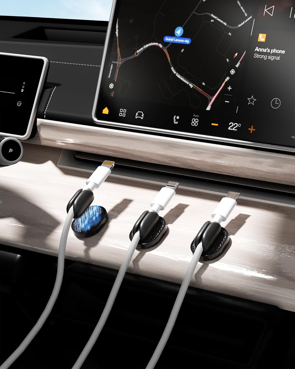5-Pack Magnetic Cable Clips Cord Organizer - Smoothly Adjustable, Puretor Desk Cable Management Clips. Ideal Wire Holders for Desktop, Nightstand, Wall - Perfect for Home Office, Phone, Car (Black)