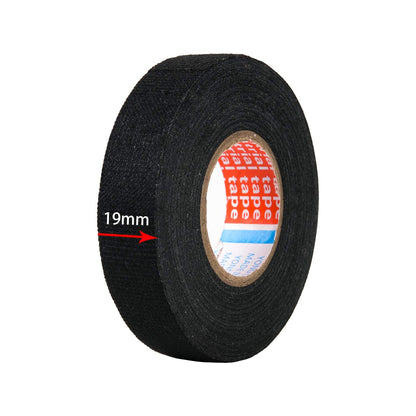 HSTECH 2 Rolls Wire Loom Harness Tape, Speaker Wiring Harness Cloth Tape, Black Adhesive Fabric Tape, for Automobile Electrical Wire harnessing Noise Dampening Heat Proof （15mm X 15m）