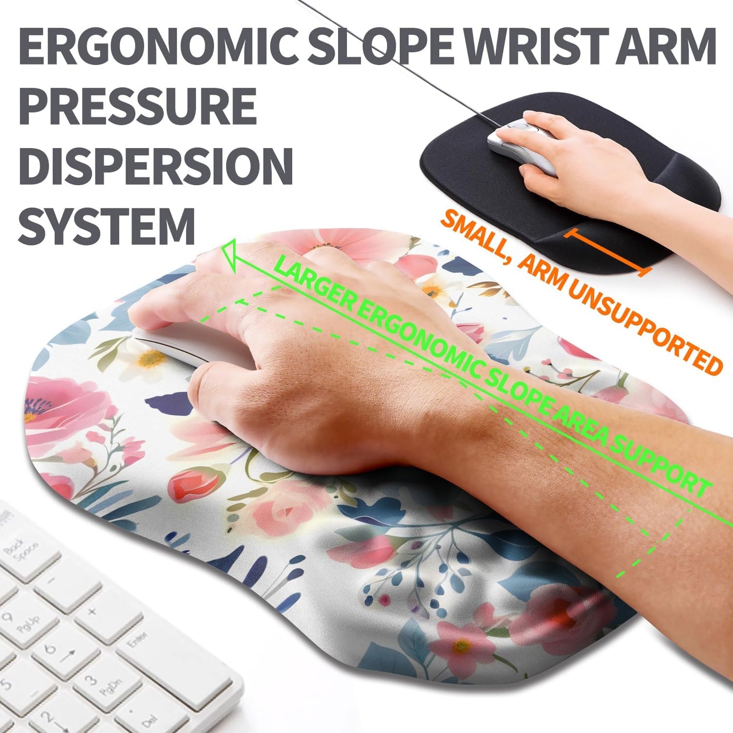 Ergonomic Slope Mouse Pad Wrist Support, Wrist Rest Mousepad for Carpal Tunnel Pain Relief with Massage Bulge and Slow Rebound Memory Foam (12x8 inch, Black)