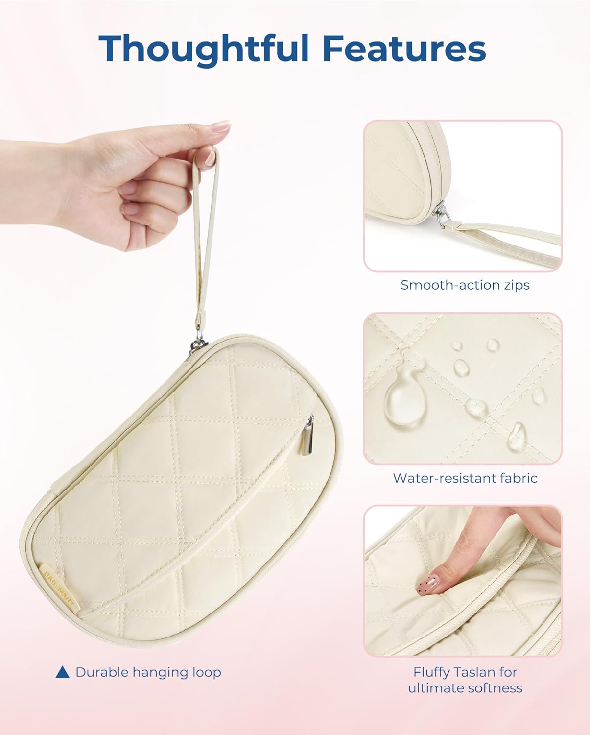 BAGSMART Electronics Organizer Travel Case, Cord Organizer for Women, Travel Cable Bag (Beige)