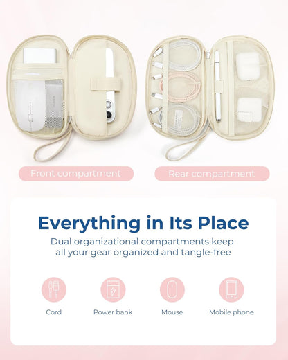 BAGSMART Electronics Organizer Travel Case, Cord Organizer for Women, Travel Cable Bag (Beige)