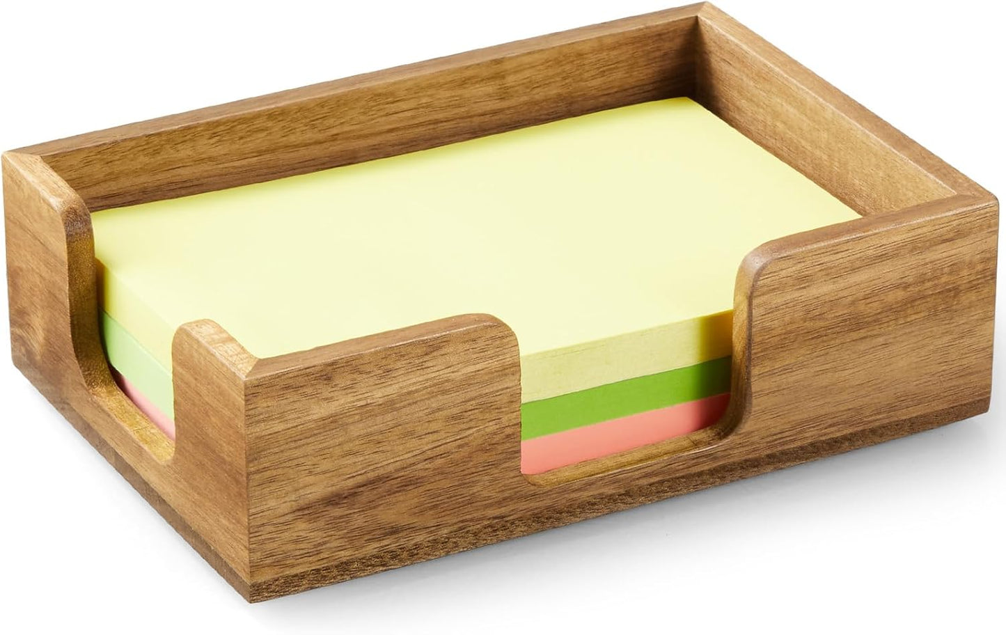 Bivvclaz Wood Sticky Note Holder, 3 x 3 Inch Post It Note Dispenser for Office Desk Accessories, Self Stick Note Pad Holder, Memo Pad Holder Dispenser Organizer for School Office Desk Supplies, Black