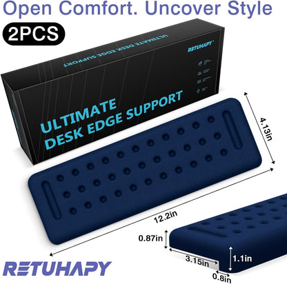 L-Shaped Desk Edge Cushion, 2 PCS Elbow Rest for Desk with Ergonomic Support, Memory Foam Elbow Pad & Arm Rest for Palm, Wrist & Forearm, Non-Slip & Separate Design, Office & Home, Black