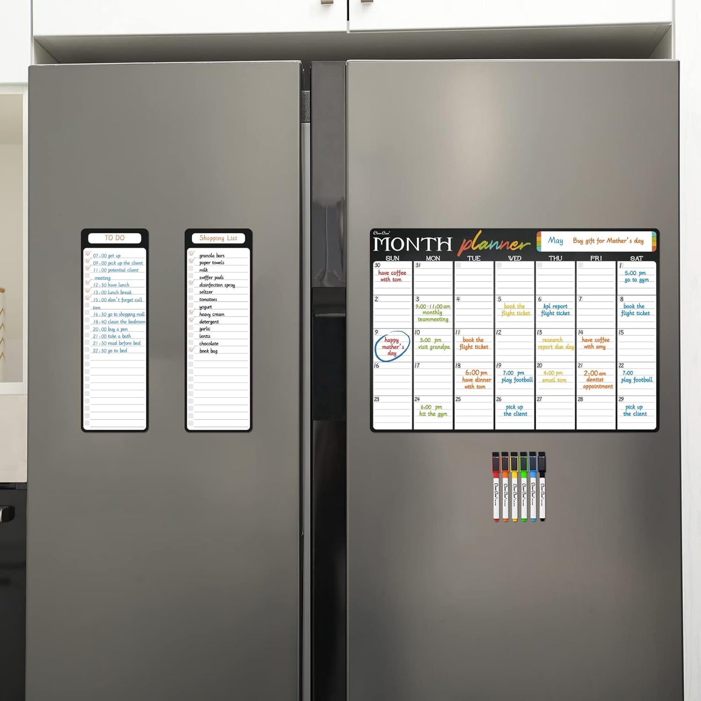 Magnetic Dry Erase List Board - 4"x12" Multifunctional List Board for Fridge - 6 Extra Fine Point Markers Included - Shipped Flat