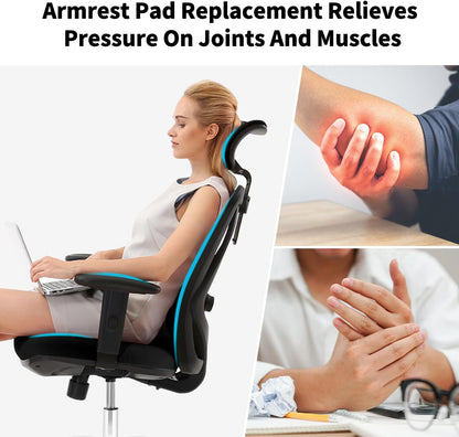 Universal Office Chair Arm Rest Replacement Pads -Ergonomic Arm Pads with 4" Mounting Hole Distance, Soft PU Surface & Durable Steel Inserts – Fits Most Office & Gaming Chairs (Set of 2)