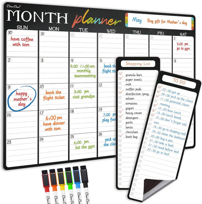 Magnetic Dry Erase List Board - 4"x12" Multifunctional List Board for Fridge - 6 Extra Fine Point Markers Included - Shipped Flat
