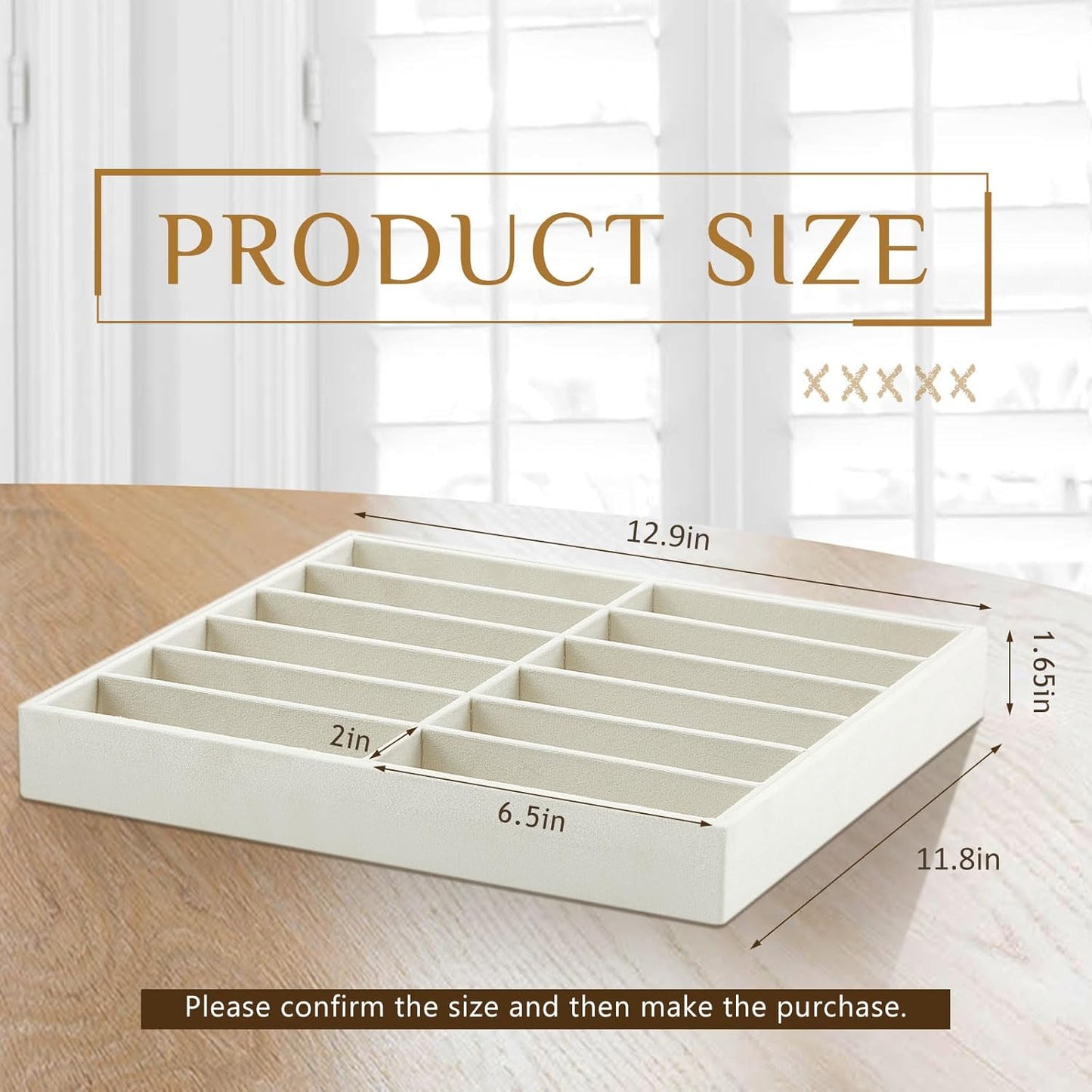 Amylove 2 Pcs Sunglass Organizer Trays Glasses Stackable Jewelry Trays Sunglass Organizer Display Box(8 Grids,Beige)