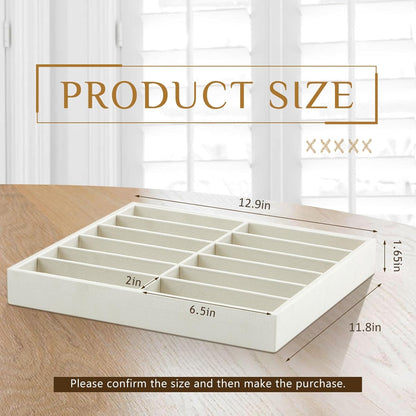 Amylove 2 Pcs Sunglass Organizer Trays Glasses Stackable Jewelry Trays Sunglass Organizer Display Box(8 Grids,Beige)