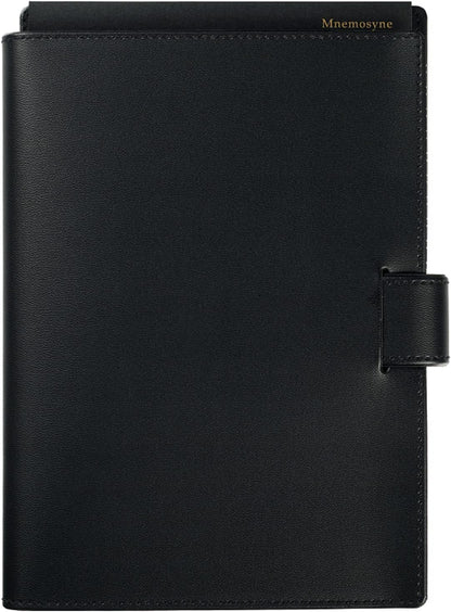 Maruman Mnemosyne Lined Notebook- Vertical A5, 5.83" x 8.27", 70 Sheets / 140 Pages, 7mm College Ruled With Center Line Journal, Perforated Pages & Wire-Bound to Lay Flat, Black, Made in Japan - Colors B