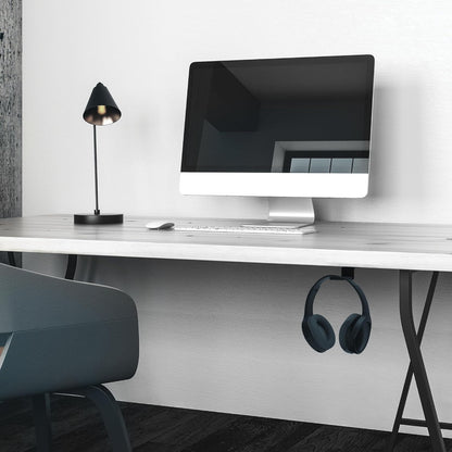 Kanto HHW Universal Under Desk Headphone Hook with Curved Padding | White
