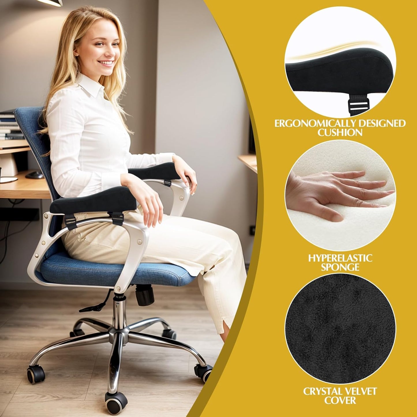 Ysks'hf Office Chair arm Pads,Ergonomic Chair Cushion Help Your arm Rest,Office Chair armrest Cover is Suitable for Computer Chair armrest Pads, Wheelchair armrest Pads(2pcs)