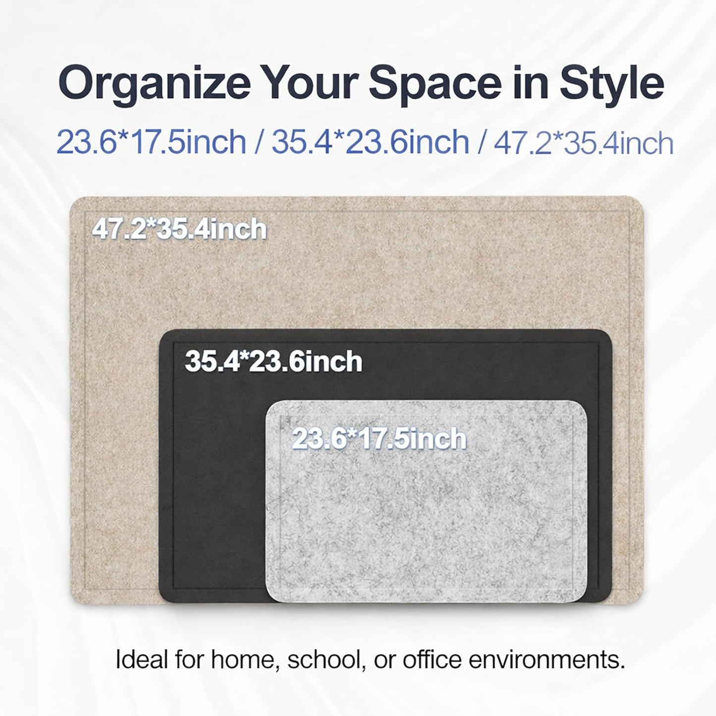 Large Felt Bulletin Board for Wall, 24"x18" Frameless Picture Board, Soft Felt Cork Board for Office, Home Planning & Office Wall Decor, Easy Install Pin Board