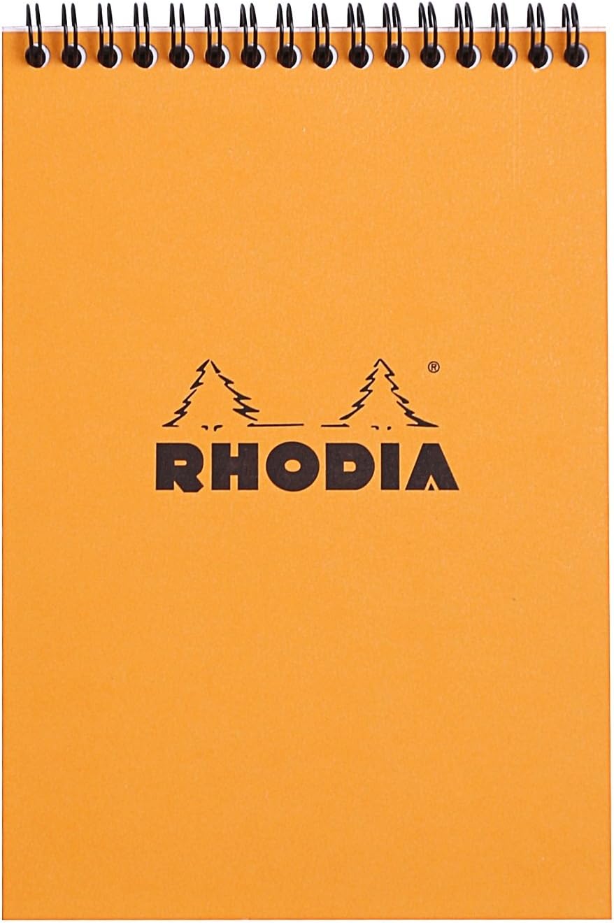 Rhodia #16 Wirebound Notepad 5.8" x 8.3" Dot Pad, Orange Cover