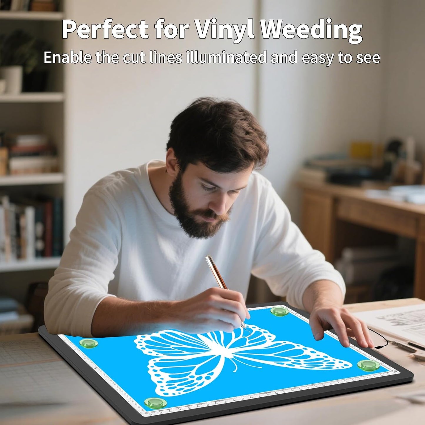 Elice Magnetic A4 Light Board for Diamond Painting, Ultra-Thin Tracing LED Light Box with Side Buttons, Super Bright Diamond Art Light Pad, Light Table for Drawing, Sketching, Weeding Vinyl - Black