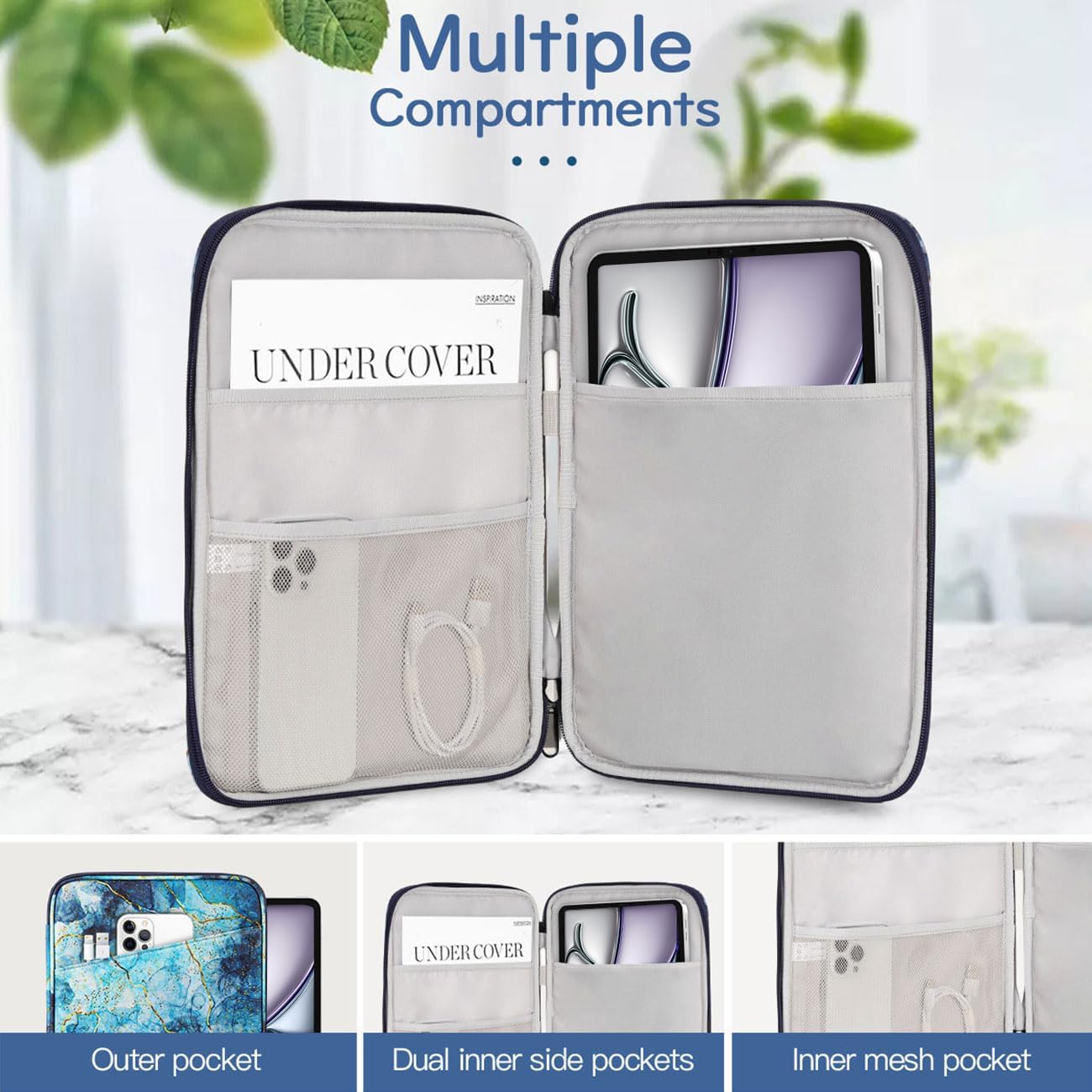 Dadanism 9-11" Tablet Sleeve Bag Carrying Case for iPad (A16) 11th Gen 11", iPad 10th Gen 10.9" Air 5/4, iPad Air M4/Pro 11", iPad 9/8/7th, Galaxy Tab A11+ Plus 11", Remarkable 2 10.3", Black
