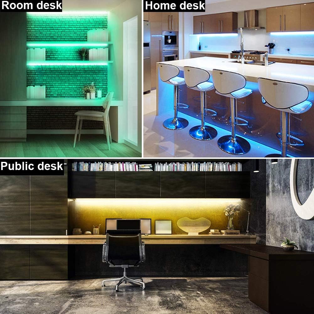 Dimmable Under Cabinet Lighting, RGB LED Light Bar, RF Remote Control Lamp, Multicolor Under Counter Lights for Desk, Room, Cupboard, Hallway, Shelf, Closet (24 Inch)