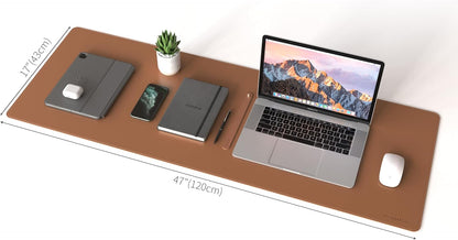 RENMTURE Dual-Sided Mouse Pad, Natural Cork & PU Leather Large Desk Pad for Office and Home Work, Desk Protector Non-Slip, Waterproof, Easy Clean (Olive Green, 32"x16")