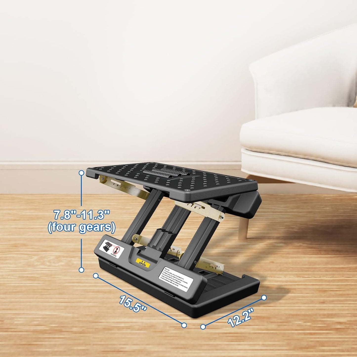 Foldable Foot Rest, Computer Foot Rest Under Desk, 12Modes Adjustable Ergonomic for Office, Loading Capacity 80 pounds, Removable EVA Cushion, All-Season(Black)
