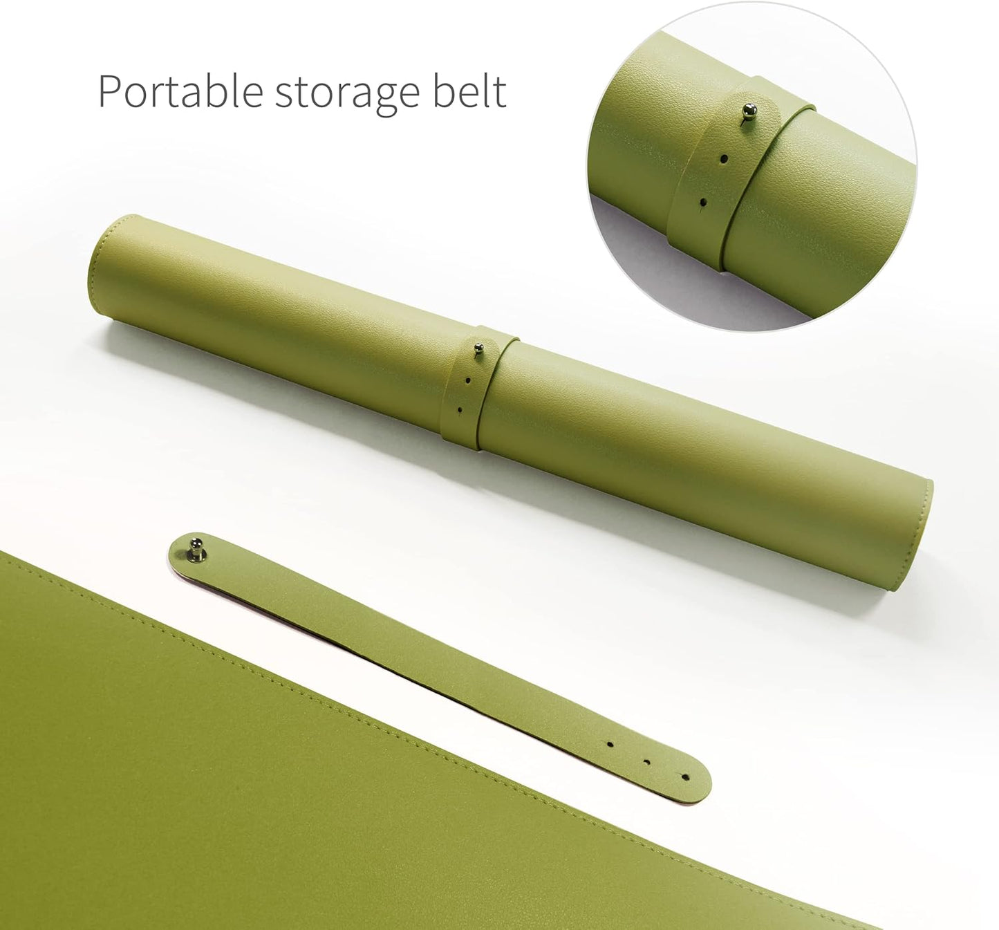 RENMTURE Dual-Sided Mouse Pad, Natural Cork & PU Leather Large Desk Pad for Office and Home Work, Desk Protector Non-Slip, Waterproof, Easy Clean (Olive Green, 32"x16")