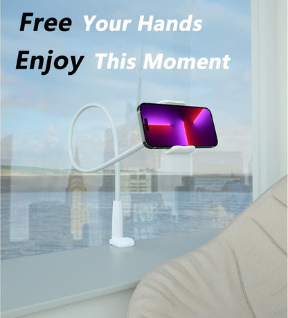 MAGIPEA Gooseneck Phone Holder for Bed, Flexible Overhead Cell Phone Mount for Desk, Hands-Free Viewing Clamp Stand Compatible with iPhone 17 16 15 Pro Max and 3.5-7" Devices