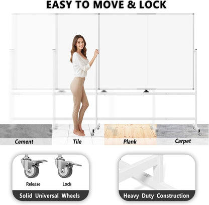 Large Whiteboard Easel with Stand, 36" x 24" Portable Standing Magnetic Dry Erase White Board, 3' x 2' Tripod Height Adjustable Flip Chart Easel for Home Office Classroom School, Silver