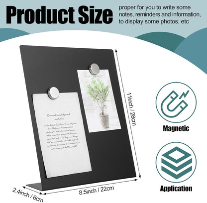 Fainne 2 Pcs Magnetic Bulletin Board with Easel Stand Mini Magnet Metal Tabletop Memo Display Board for Back to School Menu Table Office Supplies (Black,11 x 8.5 Inches)