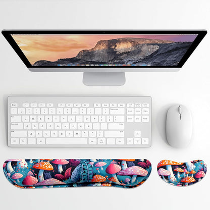 Dapesuom Enlarge Keyboard Wrist Rest, Memory Foam Wrist Cushion for Desk Mat Support, Cute Pain Relief Keyboard Mouse Pad Rests Set with Non-Slip Base for Gaming Laptop Office Computer, Elegant Flower