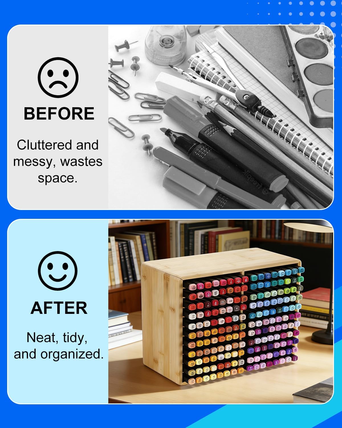UCEC 300 Slot Marker Organizer Adjustable Markers Holder for Desk, Marker Storage Rack Pen Color Pencil Watercolour Brushes, Pen Case Markers Organizer for Artists for Studio, Classroom, Home Office