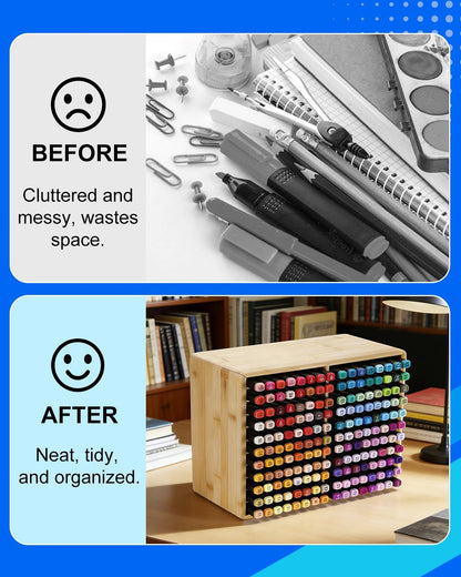 UCEC 300 Slot Marker Organizer Adjustable Markers Holder for Desk, Marker Storage Rack Pen Color Pencil Watercolour Brushes, Pen Case Markers Organizer for Artists for Studio, Classroom, Home Office
