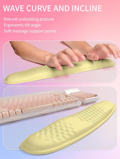 Hokafenle 2in1 Combination, Wave Keyboard Wrist Rest and Ergonomic Curvature Mouse Pad Wrist Support for Relieve Wrist Pain, Filled with Soft Cushion Memory Foam, Black