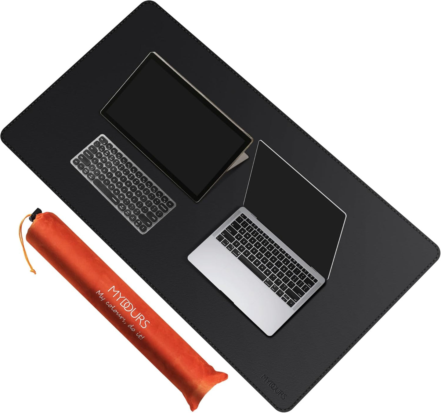 Mydours 40" x 20" Extra Large Desk Mat, PU Leather & Cork Desk Pad, Large XXL Desk Mouse Pad for Workstation, Office, Home, Computer Desk Mat with Keyboard & Mouse (Black)