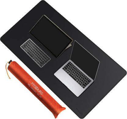 Mydours 40" x 20" Extra Large Desk Mat, PU Leather & Cork Desk Pad, Large XXL Desk Mouse Pad for Workstation, Office, Home, Computer Desk Mat with Keyboard & Mouse (Black)