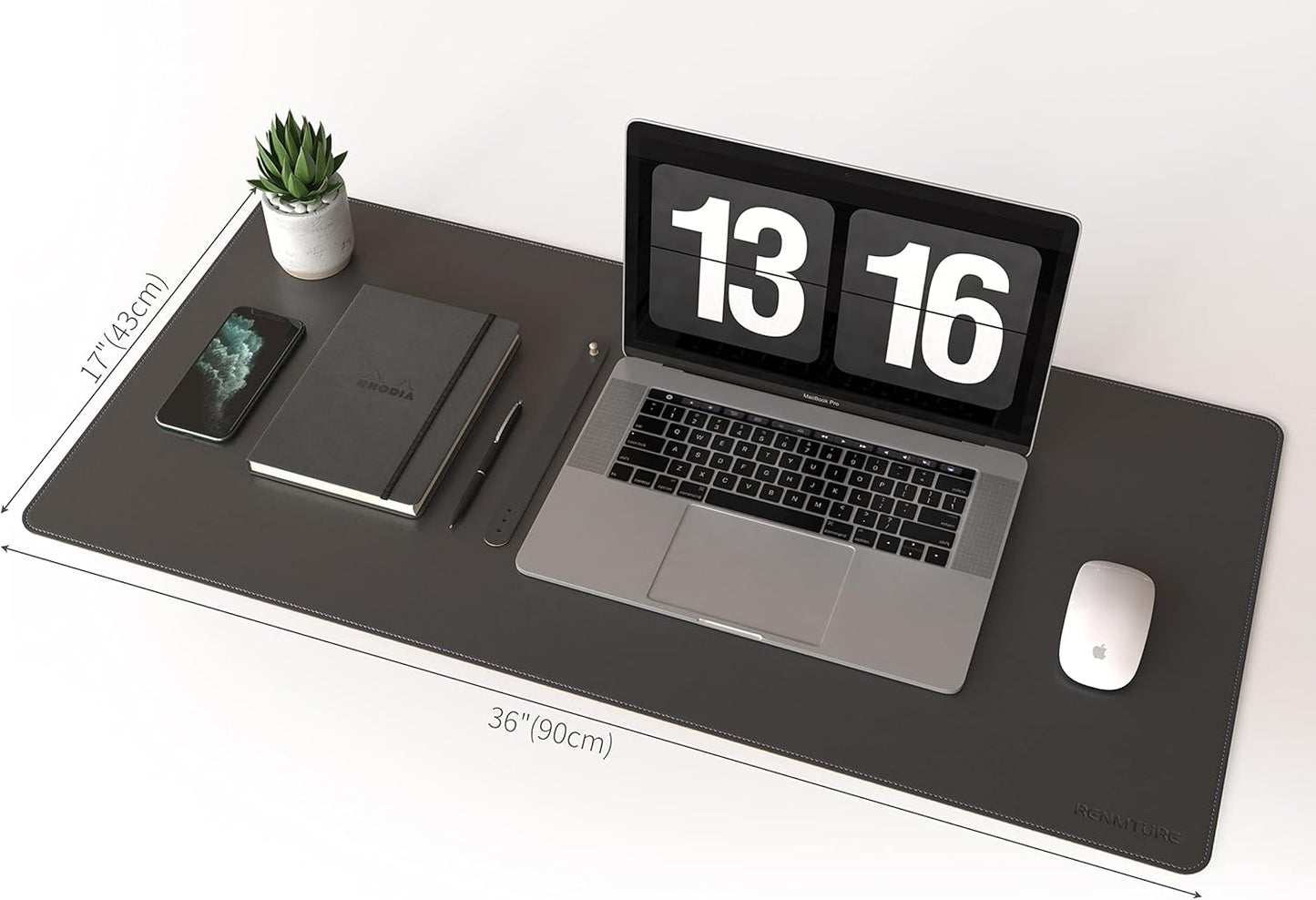RENMTURE Dual-Sided Mouse Pad, Natural Cork & PU Leather Large Desk Pad for Office and Home Work, Desk Protector Non-Slip, Waterproof, Easy Clean (Olive Green, 32"x16")