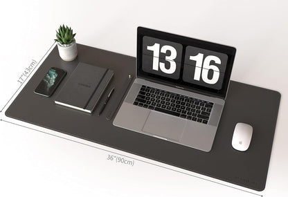 RENMTURE Dual-Sided Mouse Pad, Natural Cork & PU Leather Large Desk Pad for Office and Home Work, Desk Protector Non-Slip, Waterproof, Easy Clean (Olive Green, 32"x16")