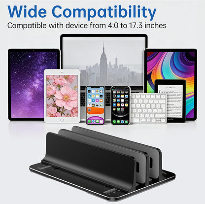 Vertical Laptop Stand for Desk Aluminum Book Holder with Adjustable Double Slot Desktop Accessories for MacBook Pro/Air Gaming Laptops, Black