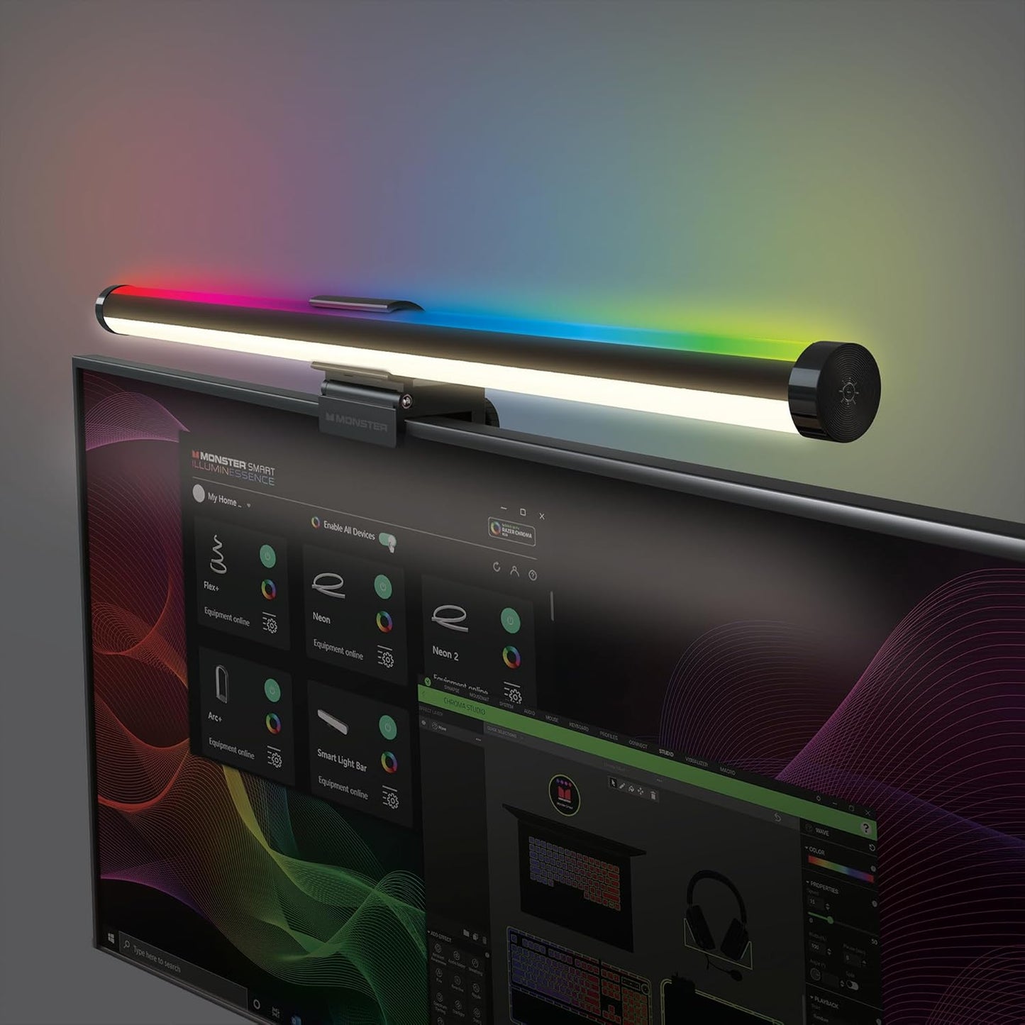 Monster Duo Monitor Light Bar: Reduce Glare, Enhance Comfort, Boost Style, Level Up Your Gaming Atmosphere