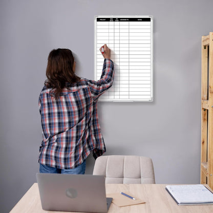 Lincia Aluminum Frame Dry Erase Board with Lines, Double Sided Wall-Mounted Whiteboard for Scheduling, to Do Lists & Weekly Planning, Reusable Calendar for Home & Work(Project Planning Board,24"x18")