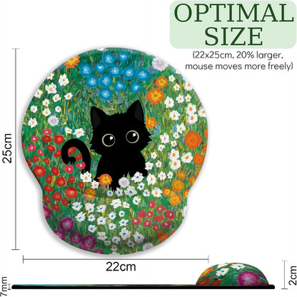 LIMKRIAN Cat Ergonomic Mouse Pad with Wrist Rest, Gaming Mouse Pad with Wrist Support, Funny Mouse Pads for Desk, Computer Mousepad with Non-Slip Pain Relief PU Base, Cute Office Desk Accessories
