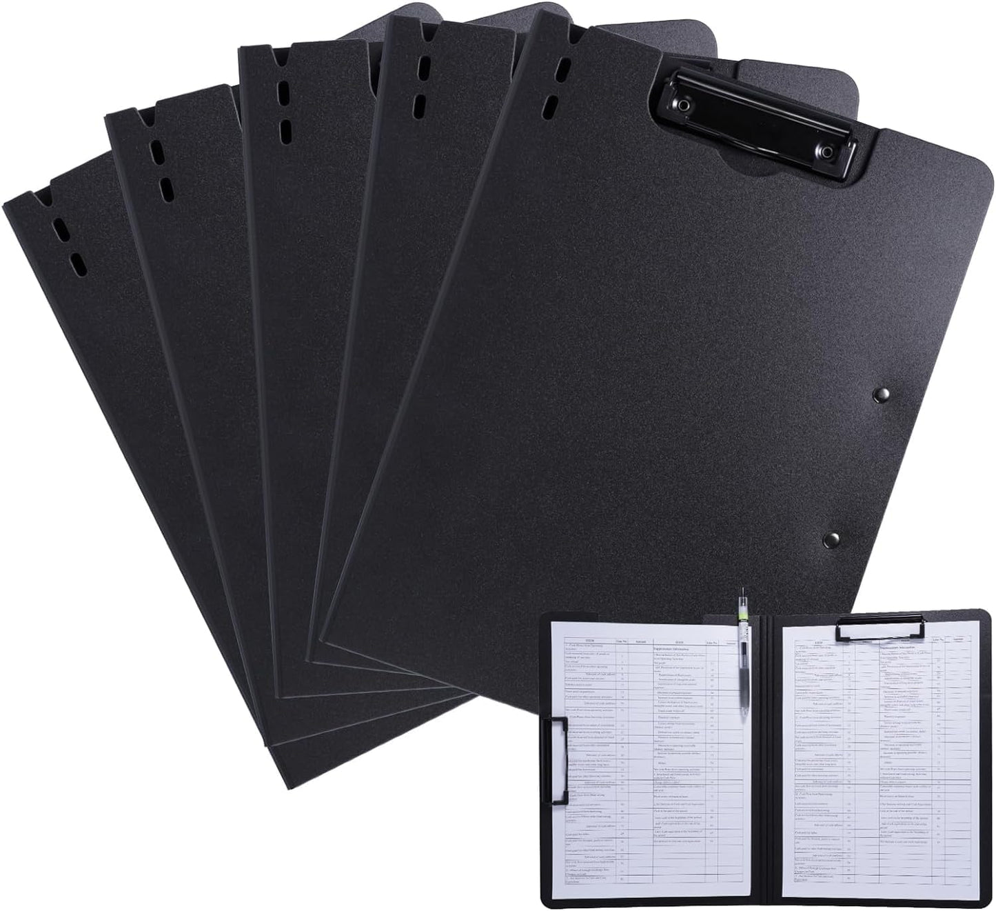 FRETONBA Clipboard Folder, A4 Foldable Clipboard with Horizontal and Vertical Double Metal Clips, 360 Degree Foldable Binder Clipboards with Pen Holder, File Cover Work Folder Clipboards, Blue