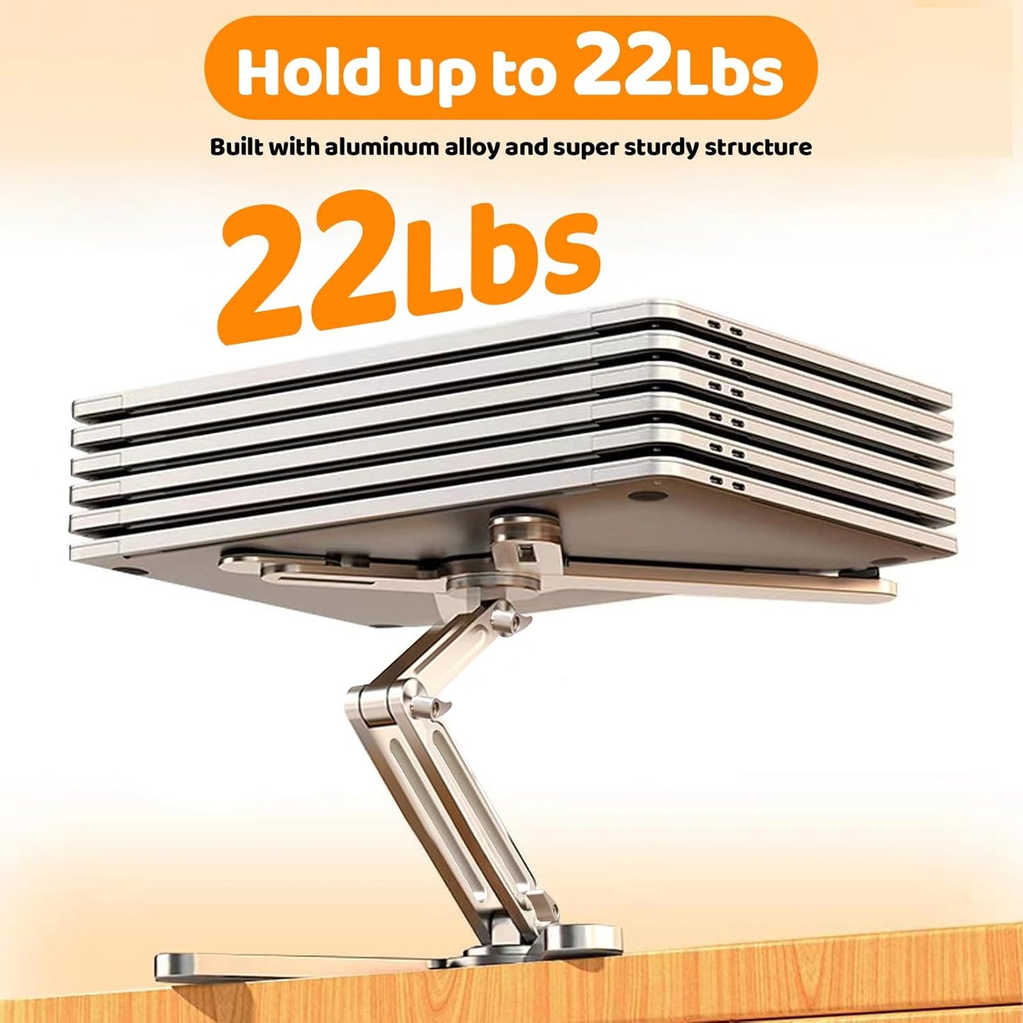 Moallia Laptop Stand with 360 Rotating Base, Computer Notebook Laptop Riser Metal Holder for Desk Collaborative Work, Fully Foldable for Easy Storage, Fits All MacBook, Laptops up to 16 inches, Black