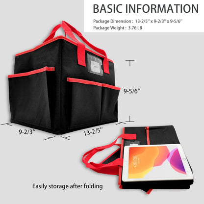 Cupohus Art Organizer Craft Storage Tote Bag with Pockets and Hadles, Oxford Fabric Carrying Caddy for Teacher, Officer, Artist, Traveler, and more – Pink
