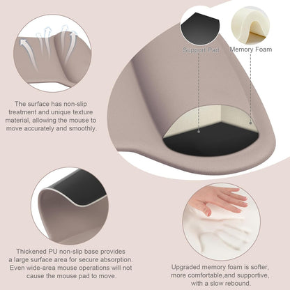 MOSISO Wrist Rest Support for Mouse Pad & Keyboard Set, Ergonomic Mousepad Non-Slip Base Home/Office Pain Relief & Easy Typing Cushion with Neoprene Cloth & Raised Memory Foam, Black