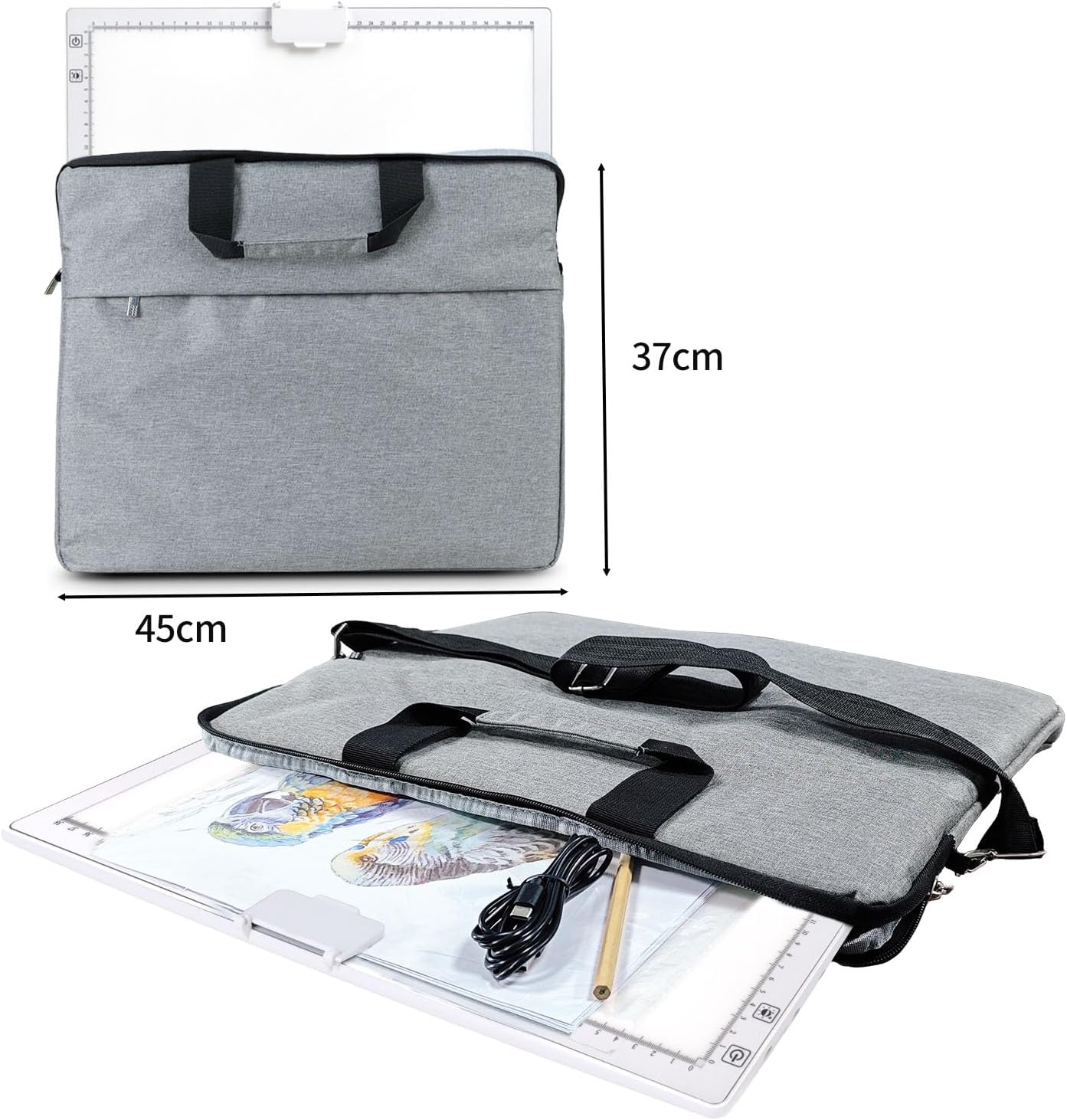 Rechargeable A4 Light Box with Padded Case,led Light pad with Built-in Stand & Clip,6 Levels of Brightness lightbox for tracing,Diamond Painting.Light Table for Artists,Drawing,Sketching,Animation