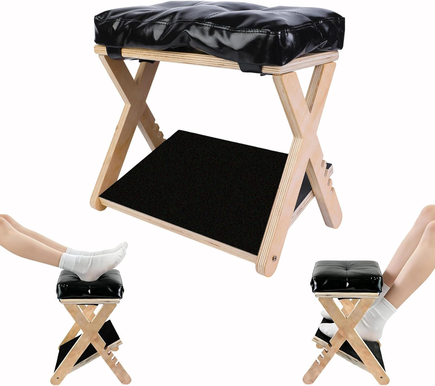 Adjustable Foot Rest for Under Desk at Work – 4 Height Levels Wooden Ergonomic Footstool Base Foot & Leg Rest for Office,Gaming,Home (Regular)
