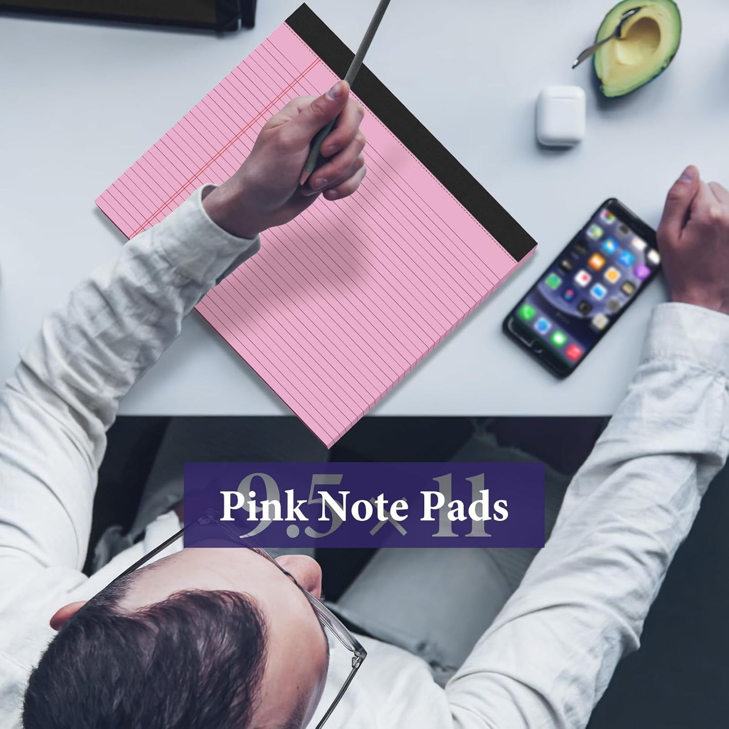 2 Pcs Note Pads 11" x 9.5" Legal Pads College Ruled Notepad Micro Perforated Writing Pads White Lined Paper 80GSM College Ruled Paper Pad of Paper 30 Sheets Notebook for School, To-Do Lists, Office