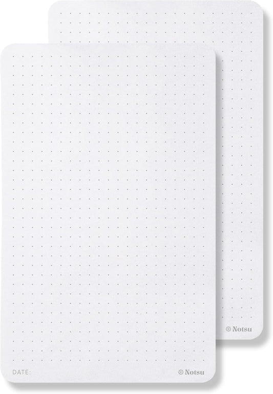Notsu Dot Grid Desk Notepad 2 Pack | Minimalist Dotted Memo Mouse Pads with Premium Thick Paper, Small 5.5" x 8.5"