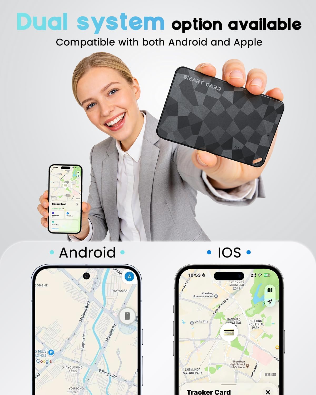 2026 Wallet Tracker Card (iOS and Android) Slim Tracking Card, 6-12 Years Battery Bluetooth Smart Card, Work with Apple Find My & Google Find Hub, GPS Locator for Luggage, Passports, Keys, Backpack