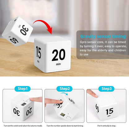 JOYIT Cube Timer 1 3 5 10 Minutes - Flip Countdown Visual Timer for Time Management, Kitchen, Workout, Study, Classroom, Office, Games